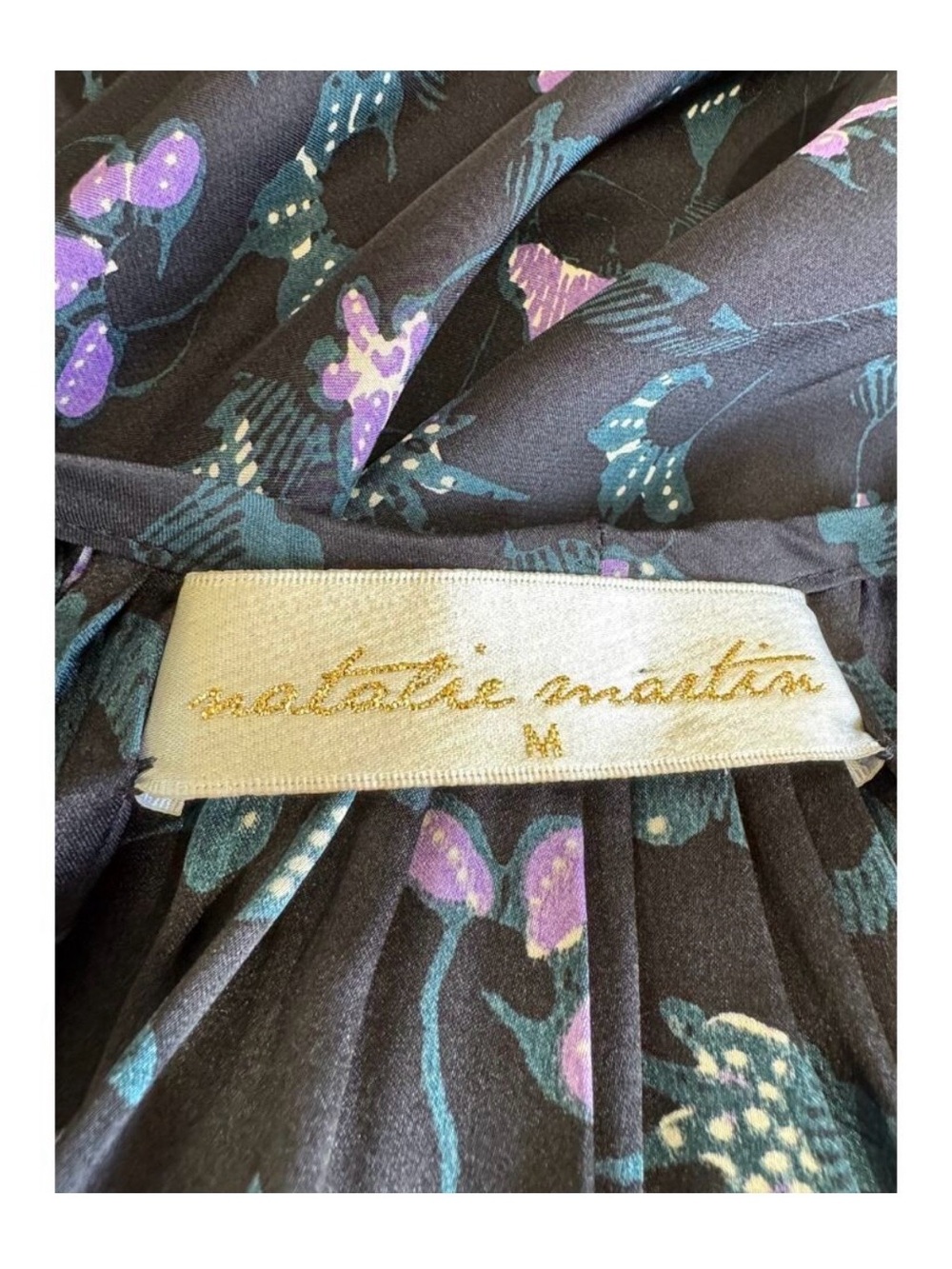 Natalie Martin Black Floral Tie-Neck Midi Dress - Picture 5 of 5